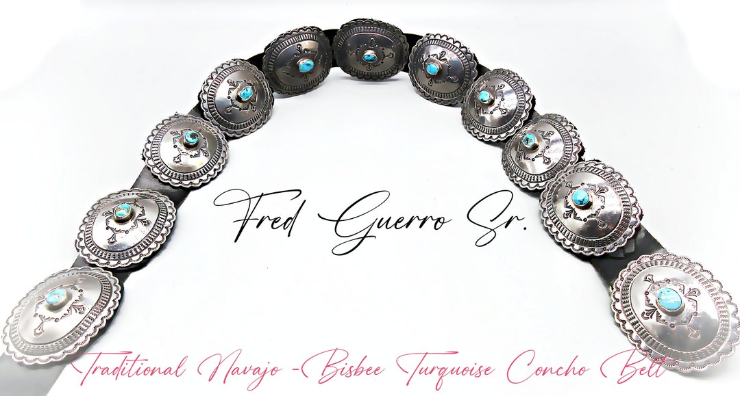Fred Guerro Silver Wolf Wall Plaque Belt – Heavy Gauge Sterling Plaques Master Navajo Artist-the Late FRED GUERRO Sr.-natural Bisbee  main image 3