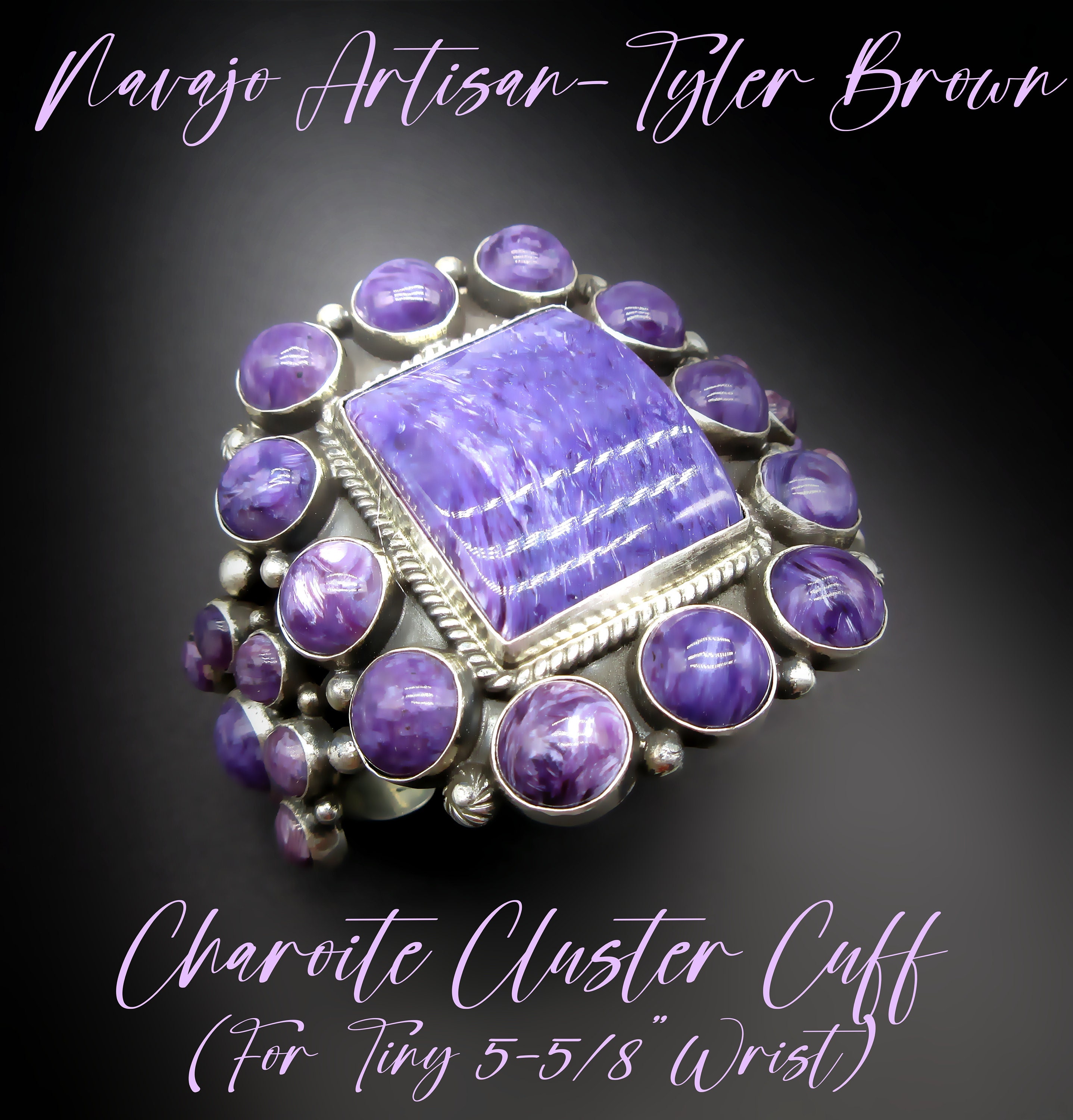 Gorgy Vintage Navajo Purple Stone Cluster Sterling Silver Bracelet Gorgy Vintage Navajo Purple Stone Cluster Sterling Silver Bracelet