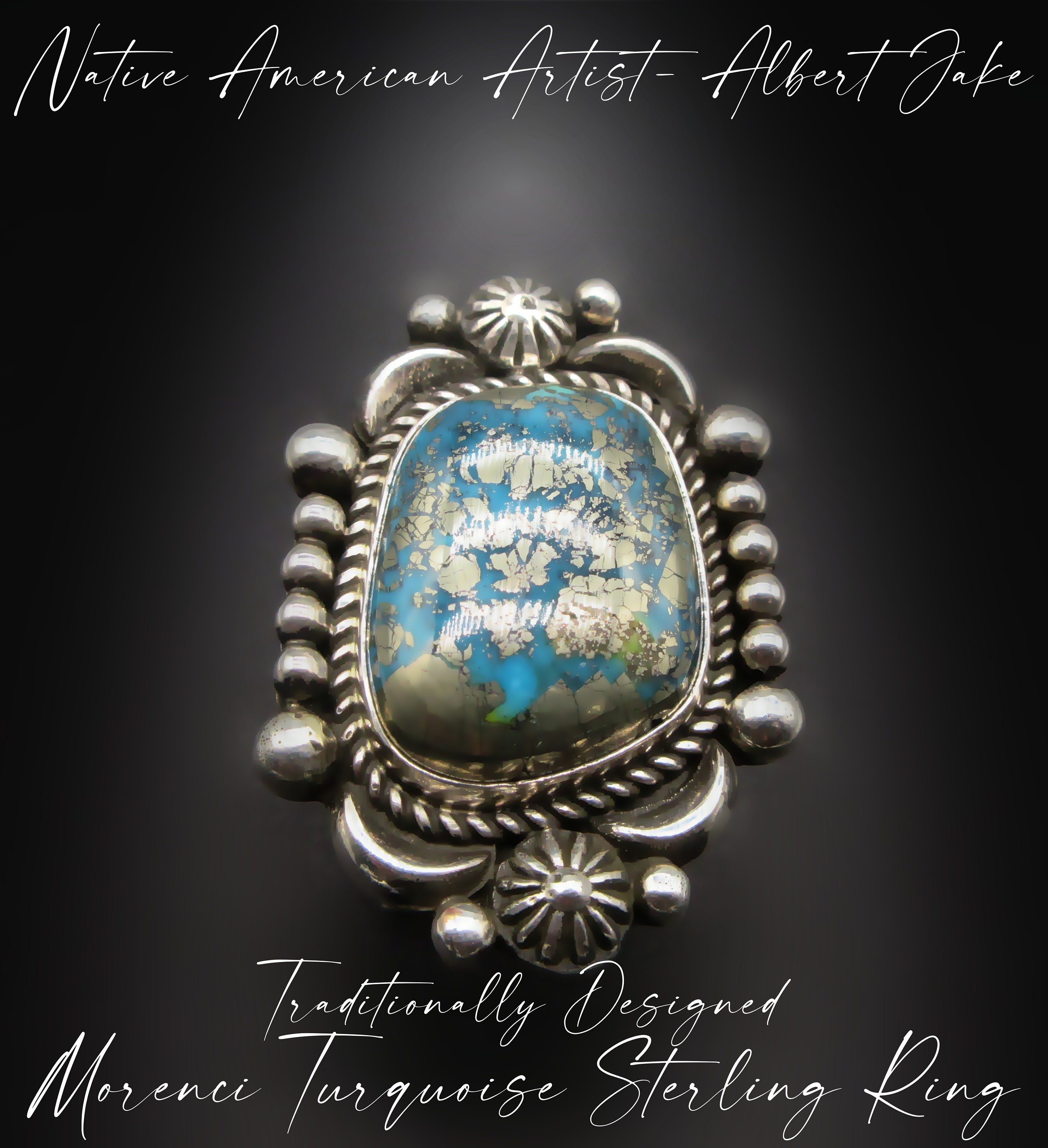 Traditional Vintage Native American Navajo Morenci Turquoise Sterling Silver Ring Traditional Vintage Native American Navajo Morenci Turquoise Sterling Silver Ring
