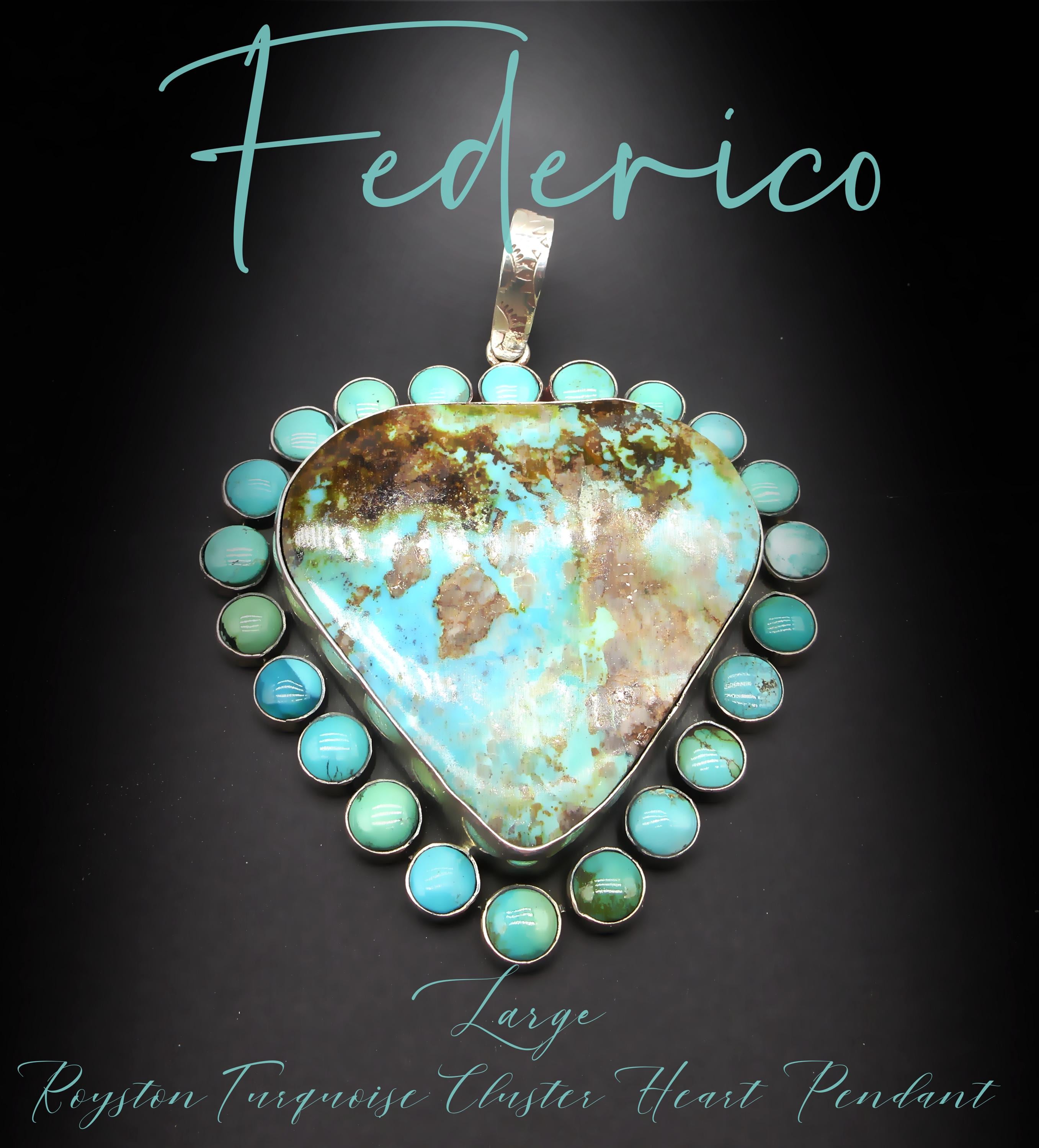 Federico Jimenez-extra Large Royston Turquoise Heart Cluster