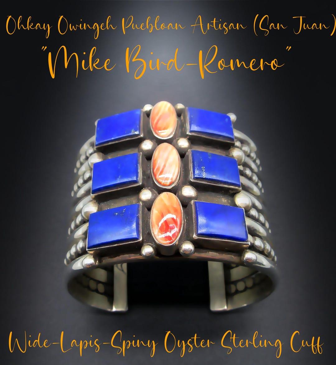 Very Rare Ohkay Ohwingeh Sterling Silver Bracelet Mike Bird Romero Very Rare Ohkay Ohwingeh Sterling Silver Bracelet Mike Bird Romero