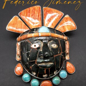 Mayan obsidian cartouche pendant sale