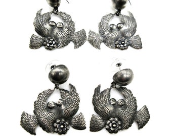 San Miguel de Allende/Taxco Artist-MARIA BELEN-Impeccably Made-Romantic Kissing Love Bird Mexican Dove Earrings-Posts OR Wires!