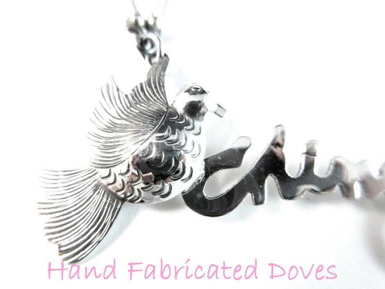 Mar\u00eda Bel\u00e9n~ /'CHINGONA/' Sterling Delicate~Dainty~Dove Necklace with Hand Made Chain~Free Ship!