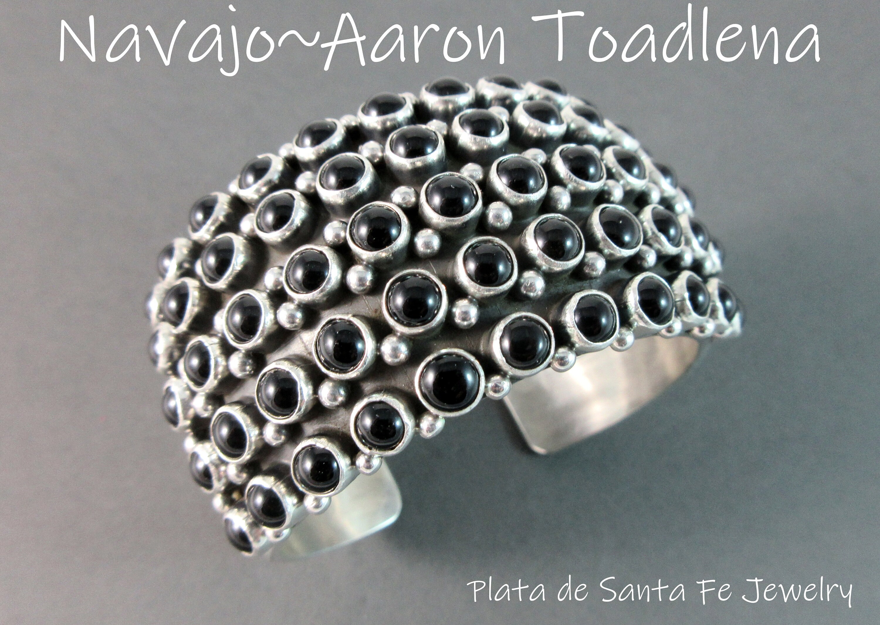Navajo Artist ~AARON TOADLENA ~55 Onyx Cabochon Cluster