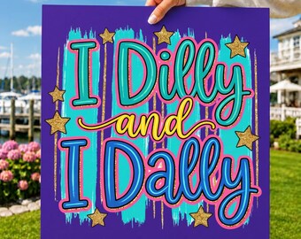 I Dilly and I Dally PNG, design di maglietta preppy doodle, grafica retrò femminile