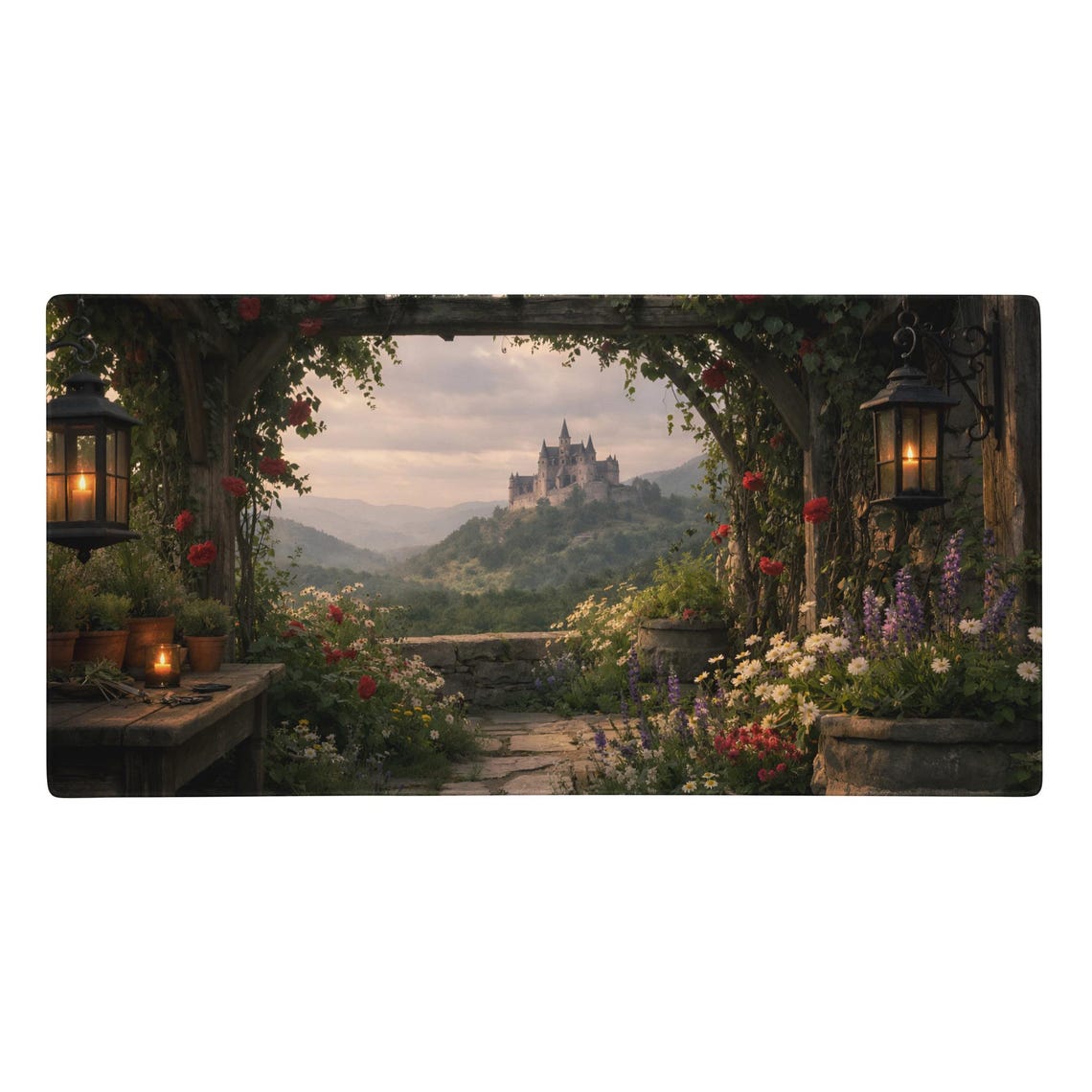 Rose Garden Arch Castle Golden Hour | Gaming Mouse Pad - Etsy