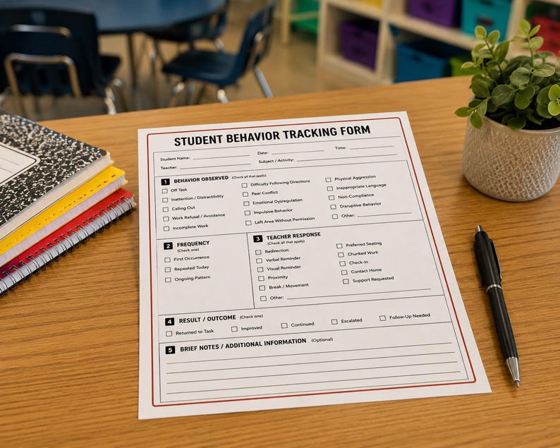 Student Behavior Tracker & Observation Forms | Behavior Documentation ...