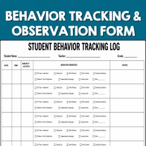 Student Behavior Tracker |Behavior Observation Log | Student Documentation Form | IEP Data Collection Tool & Tracker | Classroom Behavior