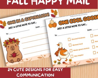 Fall Happy Mail From Teacher | Positive Notes Home for Students | Parent Communication Notes | Positive Behavior Rewards | Autumn Motivation