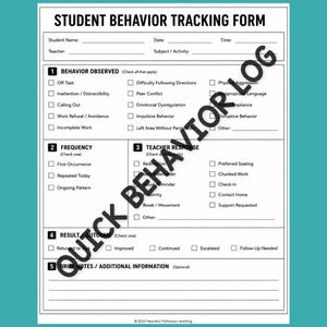 Student Behavior Tracker & Observation Forms | Behavior Documentation Form | IEP Data Collection | Classroom Behavior Log | Teacher Document image 3