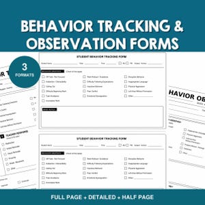 Behavior Observation Forms | Student Behavior Tracker and Documentation Forms | IEP Data Collection | Classroom Behavior Log