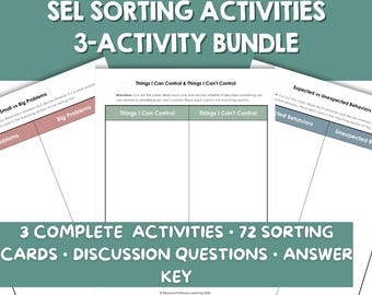 SEL Sorting Activities Bundle for Kids | Circle of Control, Big vs Small Problems, Expected vs Unexpected Behaviors | Counseling