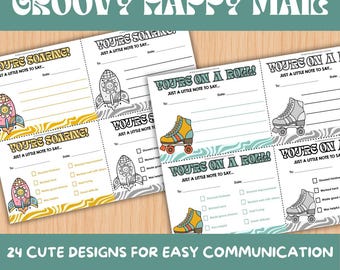 Groovy Happy Mail From Teacher, Positive Notes Home for Students, Parent Communication Notes, Positive Behavior Rewards, Brag Tags