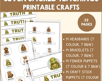 Seven Grandfather Teachings Crafts | 7 Sacred Teachings Activities | Indigenous Education | Orange Shirt Day Headbands, Bracelets, Puppets