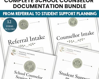 School Counselor Forms Bundle, Progress Notes, Referral Intake, Session Notes, Parent Contact Log, Student Support Plan, Guidance Counselor