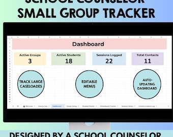 School Counselor Small Group Spreadsheet | Google Sheets Tracker, Student Roster, Attendance Tracker, Session Notes, Communication Log