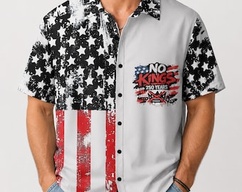 No King Hawaiian Shirt, America 250th 1776-2026 Independence Day, American Flag Freedom Patriotic Aloha Shirt