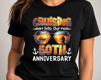 Vintage Cruising Into Our 50th Anniversary T-Shirt, 50 Years Together Couple Shirt, Golden Anniversary Gift Tee