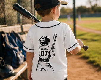 Kid Baseball Jersey Custom Name Number, Personalized Youth Jersey Shirt, Kids Sports Team Shirt, Boys Girls Baseball Gift