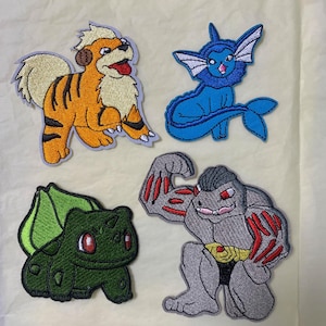 Pokémon Character Embroidered Patches · Kanto Starter & Popular Set