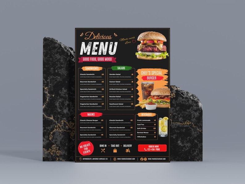 Restaurant Menu Template | Canva Editable Cafe Food Menu Design ...