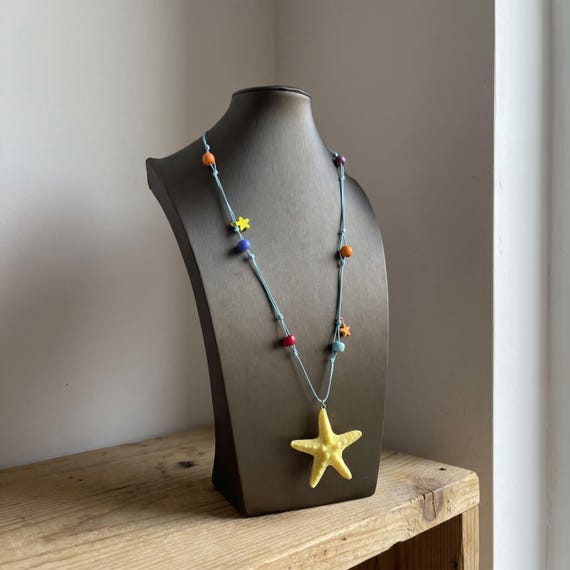 Starfish Pendant Necklace: Colorful Beach Vacation Jewelry for Women