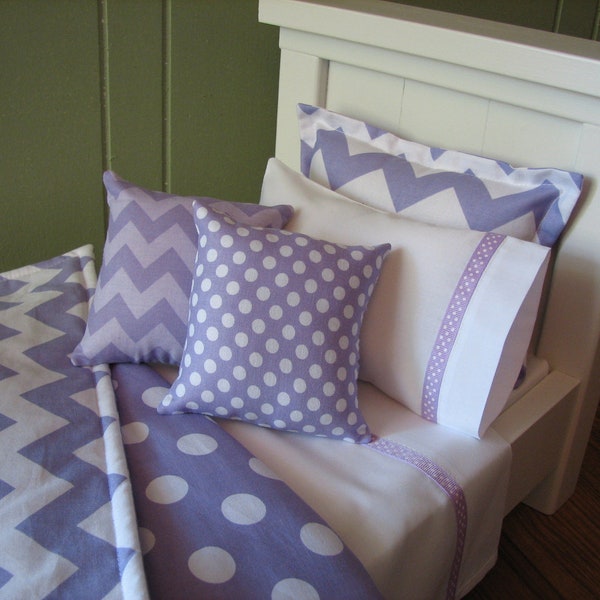 Chevron Bedding Set for American Girl Doll or similar 18" dolls - Lavender