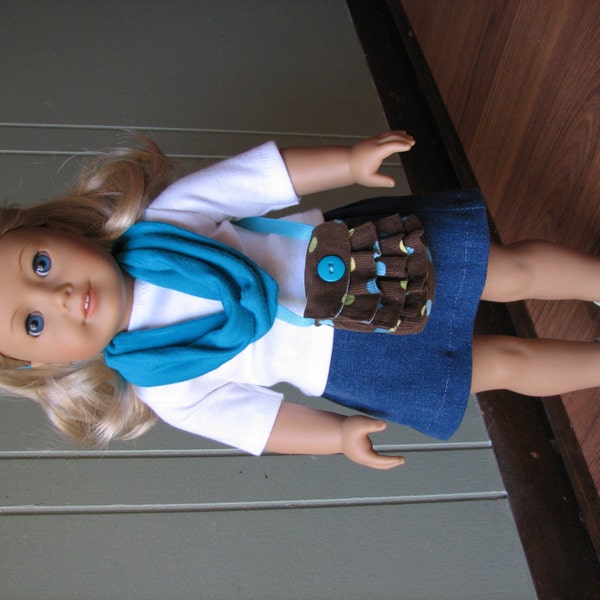 American Girl Doll Accessories / 18" Doll Accessories - Ruffle Purse, Infinity Scarf and Headband