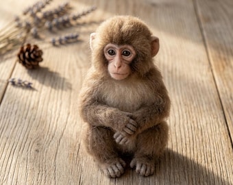 Cute Monkey DIY Craft Set Stress Relief Hobby Gift Needle Felting Kit for Beginners