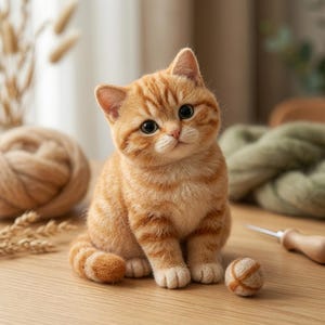 Cute Cat DIY Craft Set Stress Relief Hobby Gift Needle Felting Kit for Beginners image 1