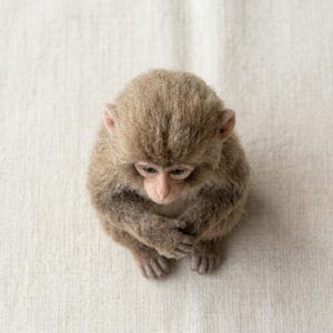 Cute Monkey DIY Craft Set Stress Relief Hobby Gift Needle Felting Kit for Beginners image 2