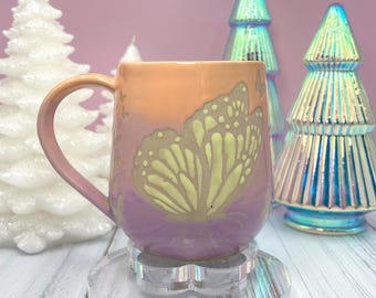 Ombré Butterfly Mug, Butterfly Ceramic Mug, Butterfly Lover Gift, Monarch Butterfly, Gardener Gift Idea, Butterfly Home Decor, Cute Mug