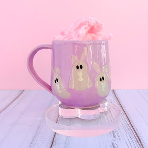 Lila Geisterhäschen Frühling Keramik Becher