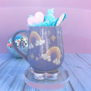 Lavender Rainbow Ceramic Mug, Rainbow Coffee Mug, Gift for Women, Rainbow Gift For Friend, Cute Mug Handmade, Handmade Ceramic Mug