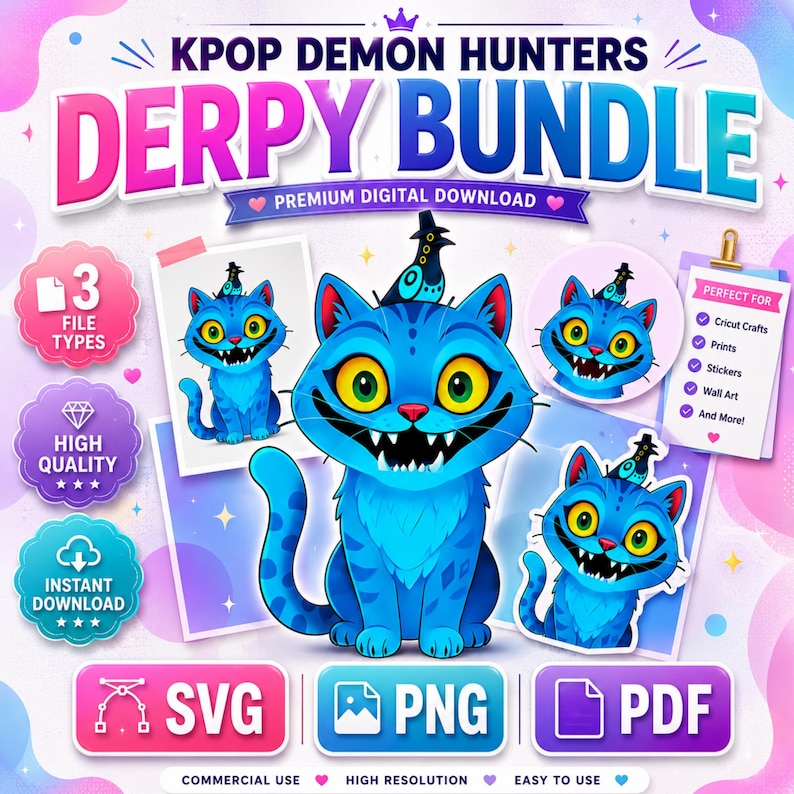 Derpy Color Craft Kpop Demon Hunters Derpy Bundle Cute Derpy PNG SVG PDF Files Cricut Cut ...
