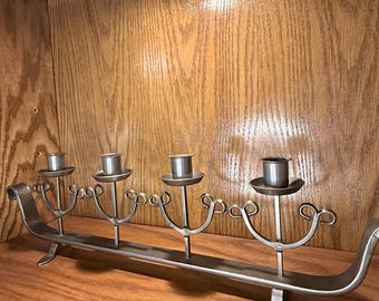 Wronght IRon 4 Candle Swedish Scandinavian MCM Scrollwork Candlestick Holder