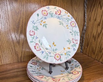 Churchill “Briar Rose” Scalloped Edge Dinner Plates - Set of 4 - England - Fine China - Cottage Grandma English Transferwear