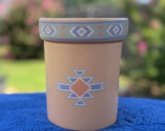 Treasure Craft Southwest Native American Butterfly (Eternal life)  or Sun Sign (Happiness) Design Peach and Pastels 1980s