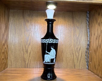 Mid-Century Jim Beam Royal Emperor Black and White Decanter with Stopper | Caesar Roman Spartan Greek Grecian