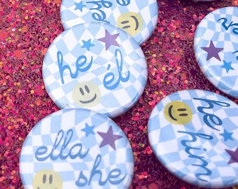 Bilingual Spanish English Pronoun 1.25" Buttons 00s Aesthetic