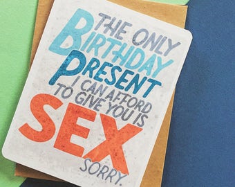 Birthday Sex | Happy Birthday Boyfriend Card | Girlfriend Birthday Card | Naughty Birthday | Dirty Birthday Card | Inappropriate Bday Card