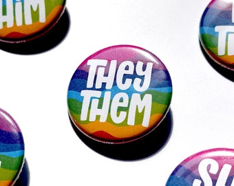 Swirl Pronoun Button - 1.25" Pronoun Button Pride - They/Them He/They She/They She/Her He/Him