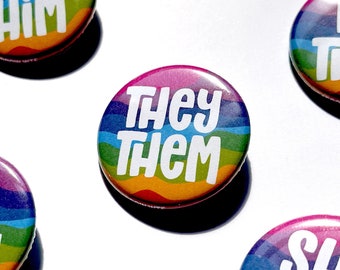Swirl Pronoun Pride Button - 1.25" They/Them, She/Her, He/Him