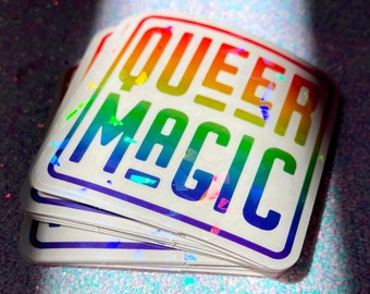 Clear Queer Magic Vinyl Suncatcher Sticker | Holographic Cracked Ice Queer Magic Sticker | Queer Pride Sticker