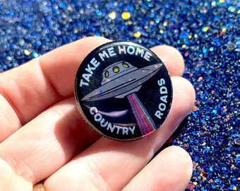 1.25" Take Me Home Country Roads UFO Button