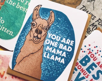 Tarjeta del Día de la Madre Mama Llama / Tarjeta One Bad Mama Llama para mamá