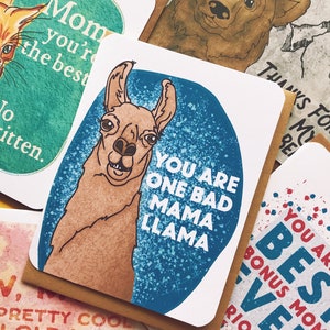 Tarjeta del Día de la Madre Mama Llama / Tarjeta One Bad Mama Llama para mamá