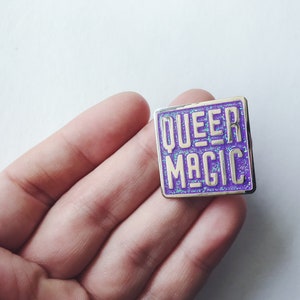 Queer Magic Enamel Pin Queer Cloissone Pin Pins for friends Queer Magic Pin Lgbtq pride flair Gay glitter Purple