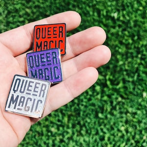 Queer Magic Enamel Pin Queer Cloissone Pin Pins for friends Queer Magic Pin Lgbtq pride flair Gay glitter image 1